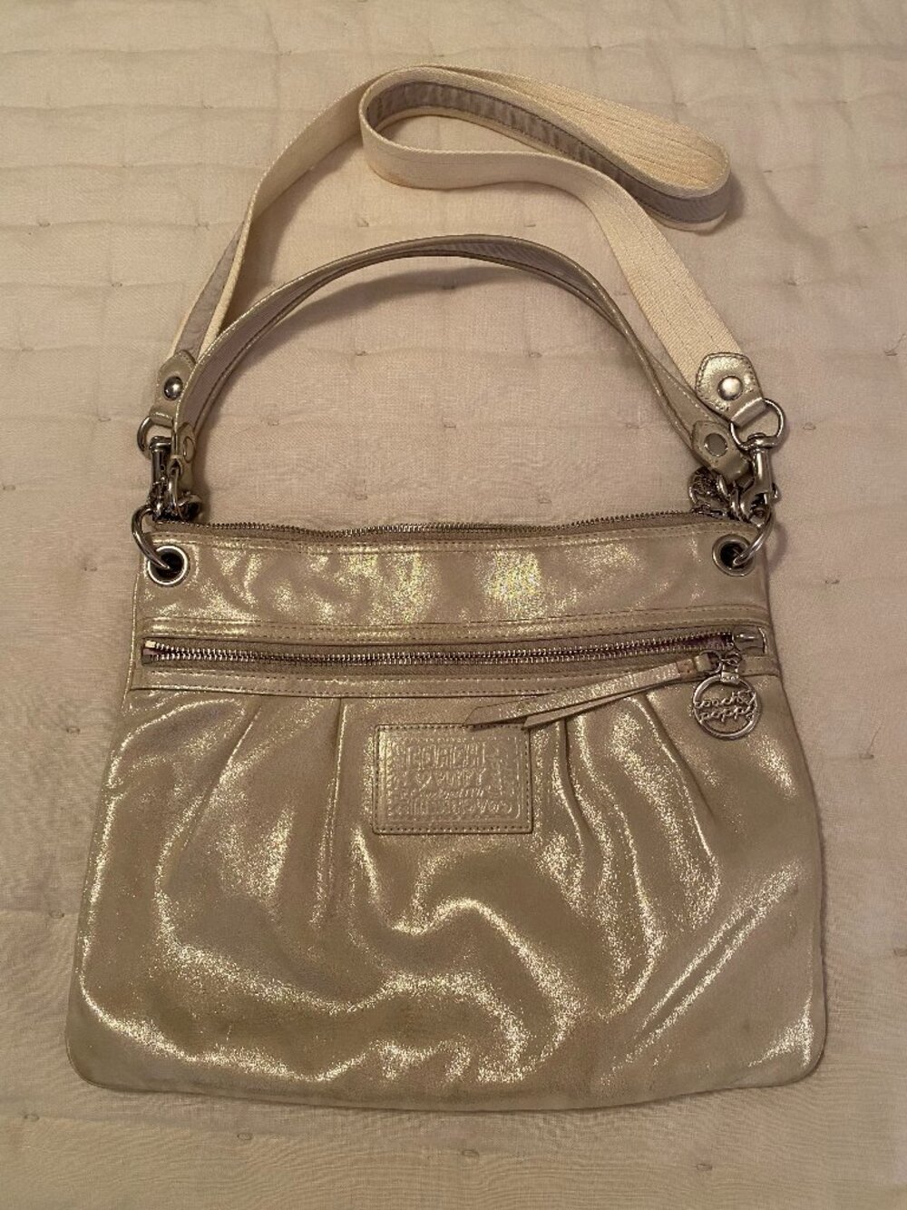 Coach Metallic Champagne Crossbody Shoulder Bag 17048